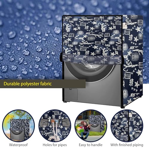 Image of Waterproof & Dustproof Top Front Load Washing Machine Cover for 6 kg 6.5 kg 7kg & 7.5 kg Compatible for IFB LG Samsung Whirlpool Bosch Haier (SIGNATURE BLUE)
