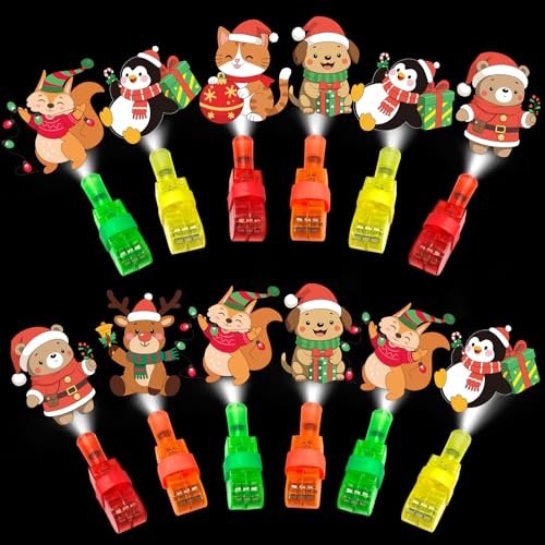 36 Pcs LED Light Up Finger Lights Christmas Party Favors for Kids Glow in The Dark Toys Christmas Themed for Goodie Bag Stuffer Exchange Prizes s Party Supplies