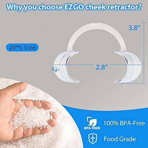 Ezgo 20 Pieces (Size S) C-Shape Teeth Whitening Cheek Retractor, Autoclavable Dental Mouth Opener, Disposable Dental Lip Cheek Retractor For Mouthguard Challenge Game #TOP1