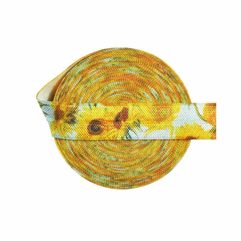 2 5 10 Yard 5/8" 15mm Elásticos plegables con estampado de arcoíris pastel Bandas de satén spandex Ligas para el cabello Diadema Adorno de costura-B-10-15mm-100 Yardas