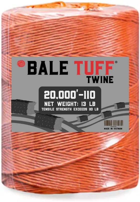 Bale Tuff Baling Twine 110x20,000' – Orange | UV-Resistant Round Baler Line | High-Strength Agricultural Supply for Hay & Straw | Choose 1, 2, 4, or 20 Rolls (2)