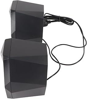 USB Powered Speaker, Deep Bass Portable 20Hz-18KHz RGB Lights 3.5mm Sound Jack Wired Speaker for Playing Games for Smartphone (Black)