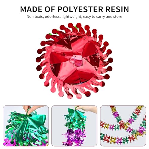 2Pcs Christmas Ceiling Decorations,Foil Garland Hanging Decoration Tinsel Paper Retro Trimmings Large Streamers Vintage 1980s Colourful Chains,for New Year Birthday Weddin Valentine's Party Supplies - Image 2
