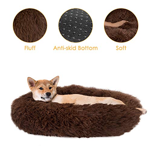 SlowTon Lit pour Chat Lit pour Chien Extra-Doux Confortable et Mignon,Coussin pour lit de Chat Lavable,Lit Donut Chien Convient aux Chats et aux Petits Chiens de Taille Moyenne