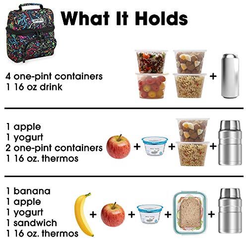 J World Corey Kids Lunch Bag. Insulated Lunch-Box For Boys, Girls, Doodle #TOP3