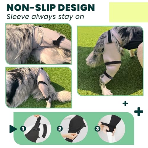 Image of Dog Rear Leg Sleeve to Stop Licking, Hind Leg Protector for TPLO Recovery, ACL Surgery, Wounds or Skin Issues, Soft Breathable Cover for Large Medium Small Dogs (2XL-,Right)