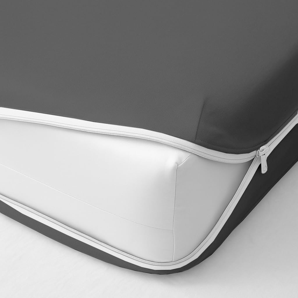 Mattress-Homes Zippered Fitted Sheet, Twin XL Size, 10" Deep Pocket Mattress Encasement Bottom Cover with Zipper, Hotel Quality Brushed Microfiber, Soft, Wrinkle-Free, Dark Grey Solid