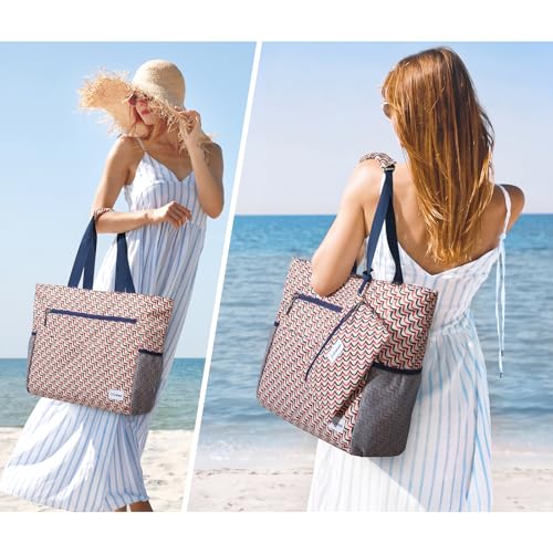 Image of G4Free Beach Bag, Waterproof Sandproof Beach Tote Bag, Large Capacity Foldable for Women
