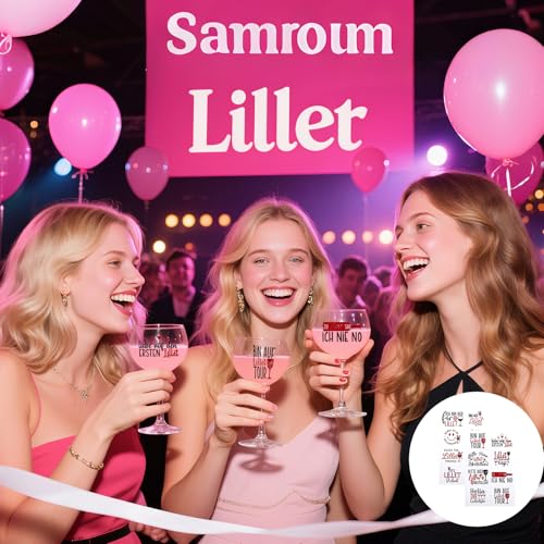 Lillet Sticker Set – 4 Bögen mit je 16 Motiven für Gläser & Deko – Abziehbare Aufkleber für Lillet Gläser, Flaschen & Accessoires – Perfektes Lillet Geschenkset für Frauen & Fans
