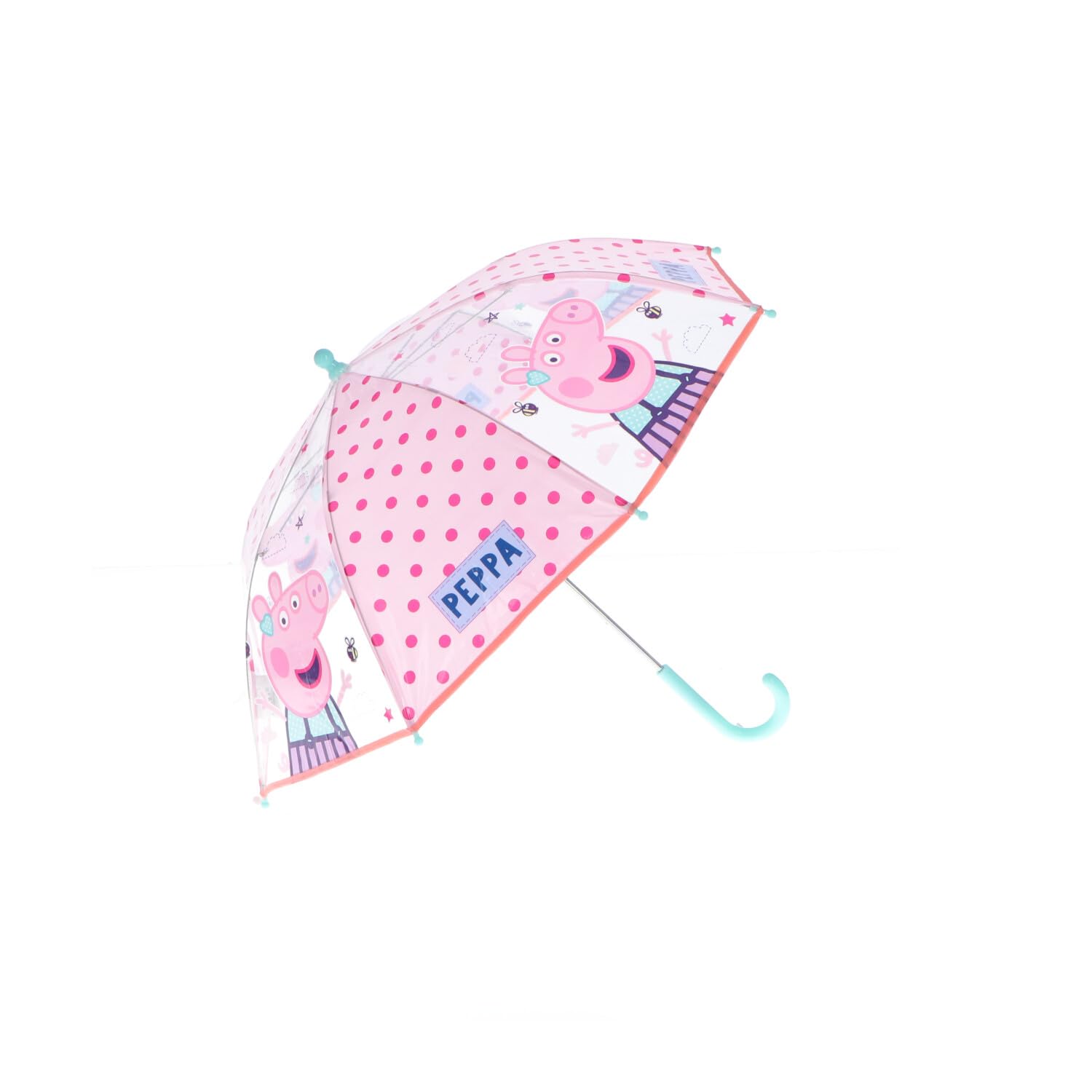 Peppa Pig Parapluie manuel transparent 42 cm, rose, 0
