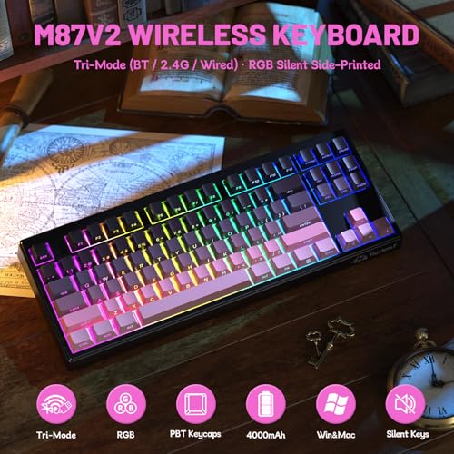 Teclado Gamer M87V2 con Conectividad Inalámbrica Bluetooth miniatura 2