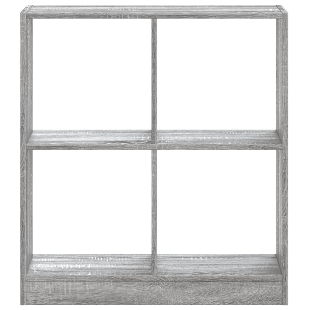 Bücherregal Grau Sonoma 68,5x32x75 cm Holzwerkstoff | 4 Fächer, Pflegeleicht, Feuchtes Tuch Reinigung, Raumteiler, Inklusive Wandhalterung