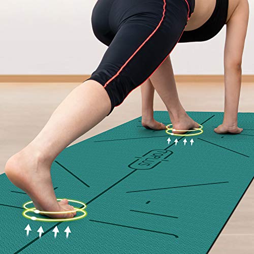 TOPLUS Yoga Mat, Body Alignment System, Extra Large Eco Friendly Non-Slip Exercise & Fitness Mat with Carrying Strap, Workout Mat for All Type of Yoga, Pilates and Floor Exercises
