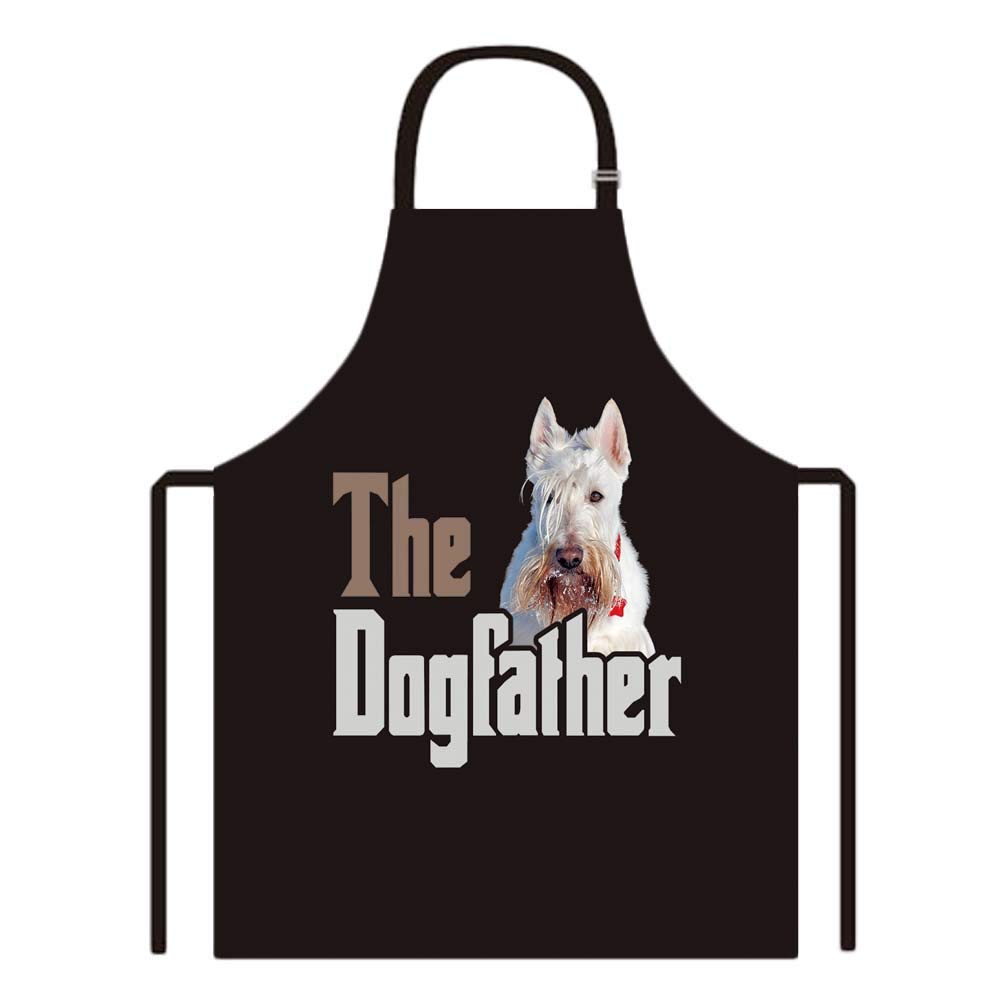 BAGEYOU Dog Father Apron with White Wheaten Scottish Terrier Chef Kitchen Cooking Apron for Men Women