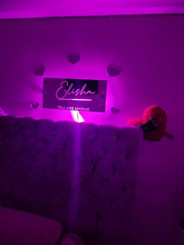 Miniatura 7 de Espejo grande personalizado con nombre LED de 32 pulgadas con luces nocturnas LED que cambian de color, espejo montado en la pared, letreros de Name