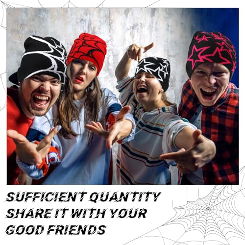 Image of Ramede 4 Pcs Y2k Beanie - Double Sided Graphic Beanies for Men and Women, Acrylic Knitted Y2k Hats Accessories