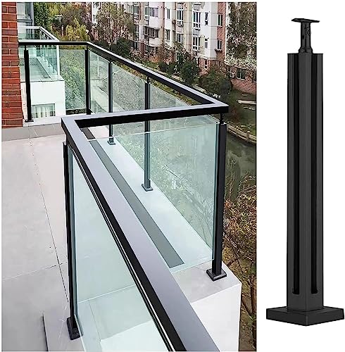 Garde-corps en verre noir moderne en acier inoxydable pour un balcon design