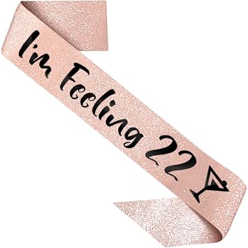 60th Birthday Sash - "I'm 60 Bitches!" Black Glitter With Rose Gold Letters, 33.5 Inches Long