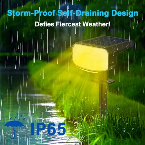 Image of JEJOT Solar Spot Lights Outdoor Waterproof, Solar Spotlights, 6 Pack | 2 Lighting Modes, 120 Adjustable Solar Lights for Yard Garden Lawn Landscape Pathway,Natural White