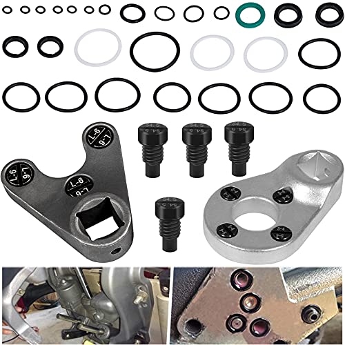 Outboard Trim/Tilt Pin Wrench MT0006-32mm x 4mm with S-4/4.5 Pins & Pin Wrench MT0009-35mm x 6mm with L-6 Pins & Fast Strike Power Trim Tilt Seals Kit 115225FS for Yamaha Honda Evinrude Suzuki Johnson