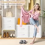 2-Pack Stackable Storage Drawers (4 Drawers Total), White Closet Organizer with Wooden Top & Metal Frame, Freestanding or Stackable Dresser for Bedroom, Living Room, Under Bed - Image 5