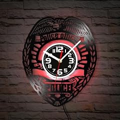 Geek Alerts 12 '' Police Officer Badge LED Night Lamp Vinyl Record Wall Clock,Handmade Vintage item