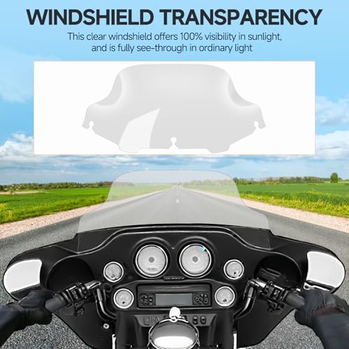 Image of 8 inch Clear Motorcycle Wave Windshield Windscreen Wind Splitter Fit For 1996-2013 Harley Davidson Touring Street Glide Electra Glide Tri Glide Flht Flhx Flhtk Flhtc Flhtcu