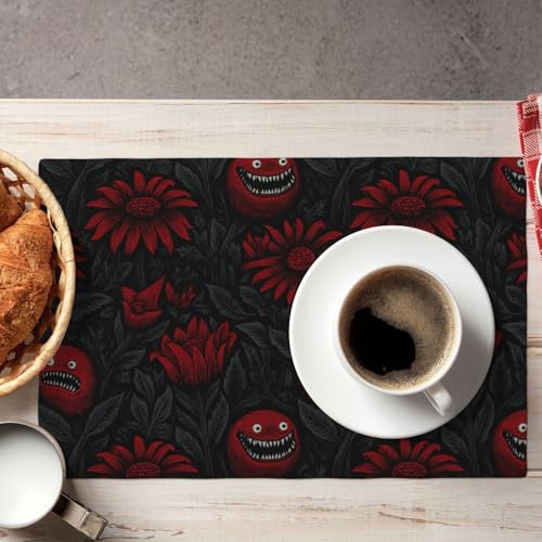 Set de table pour décoration de fête lot de 4 napperons de repas rouges