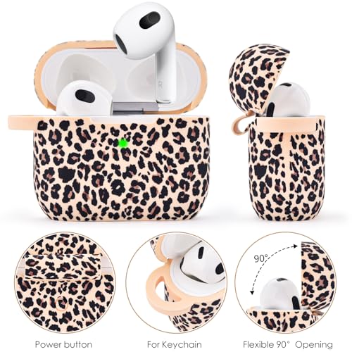 Image of VISOOM Case for Airpods 3 Pink Airpods 3rd Cases 2021 Silicone for iPod 3 Earbuds Case Cover Women Wireless Charging Case with Accessories Girl Bling Keychain for Apple Ear Buds 3rd Generation