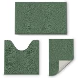 Bathroom Rug Mat Set 3 Piece, Chenille Bath Mat Set, Non-Slip Ultra Soft Carpet Mats, Absorbent with U-Shaped Toilet for Bathroom, Tub, Shower, Deep Green