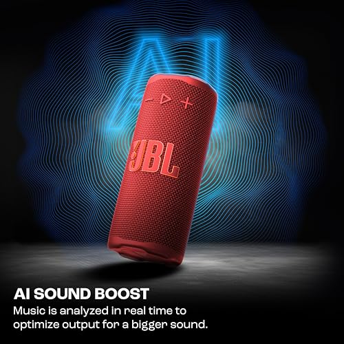 Image of JBL Grip Wireless Portable Bluetooth Speaker, JBL Pro Sound with AI Sound Boost, IP68 Waterproof /Dustproof, Ambient Light, Upto 14H Playtime, Auracast Multi-Speaker Connection, Red