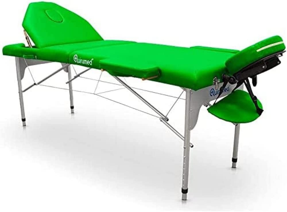 Table de massage réglable et pliante QUIRUMED verte 150 kg