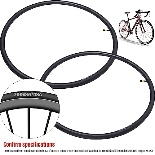 BEAUGIREW Pacote com 2 Câmaras de Bicicleta de Estrada 700C 700 X 35C/38C/40C/43C Av 48 Mm Válvula S