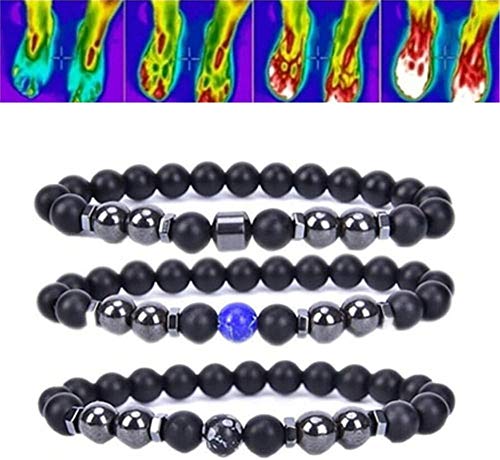 Preisvergleich Produktbild HAIJIN Anti-Swelling Black Obsidian Fußkette, Hämatit Perle Edelstein Fußkette, Naturstein Gebet Mala Perlen Schwarze Obsidian Perlen Fußkette, Schwarz Naturstein Obsidian Armband (2PCS)