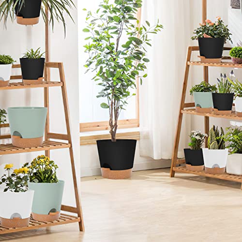 Gardife Planters For Indoor Plants, 9/8/7.5 Inch Self Watering Pots With Drainage Hole, Plastic Flower Pots, Plant Pots For Succulents,Snake Plant, African Violet, Flowers, Black #TOP2