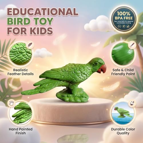 Image of ZESTHOME Birds Toy Set for Kids | Big & Small PVC Rubber Birds | Peacock Parrot Duck Goose Eagle Pigeon Owl Crow Sparrow | Educational Animal Figures | 14-Piece