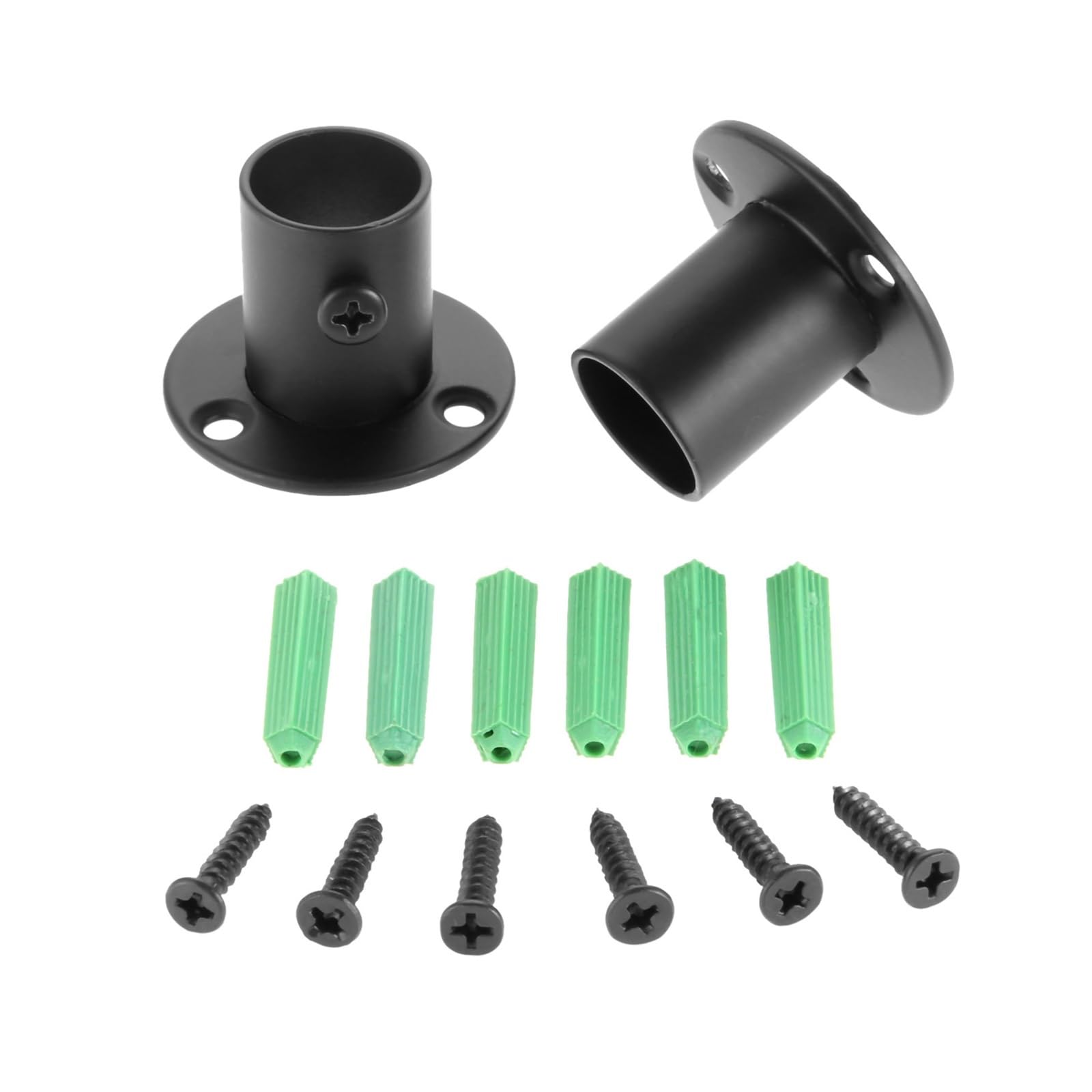 Ugzpwqlnx 19Mm Stainless Steel Pole Socket Flange Rod, Stainless Steel Closet Rod Flange Holder 2 Pack Black 19-32Mm For Wardrobe And Shower(19Mm)