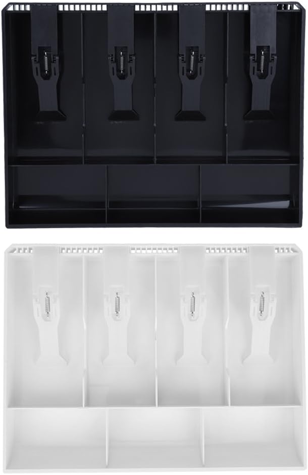 Hyuduo Cash Drawer Register Insert Tray Replacement 4 Bills 3 Coins Money Storage Box Cash Tray Organizer Used for Store Bank Supermarket Home (Black) : Office Products