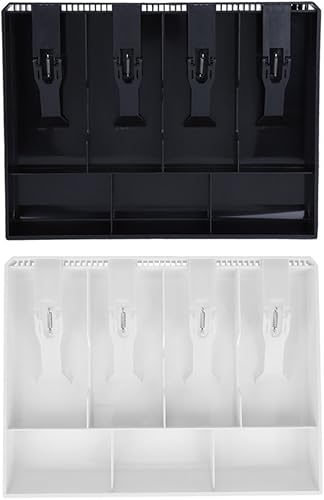 Miniatura 4 de Caja de efectivo, caja registradora con estante para monedas y bandeja de billetes, 4 billetes, 3 monedas, caja de almacenamiento de dinero (negro)