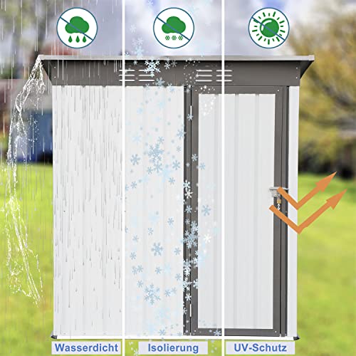 5 X 3 Ft Outdoor Storage Shed,Metal Garden Shed With Lockable Doors, Tool Storage Shed For Patio Lawn Backyard Trash Cans #TOP3