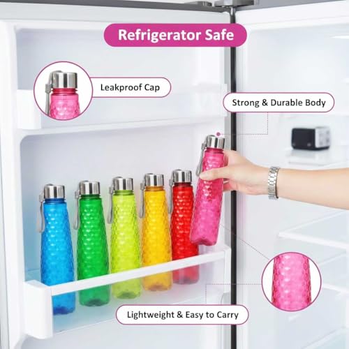 Image of RED WIND Unbreakable 1 Litre Honeycomb Texture Water Bottles with Strap | Pack of 3 | Multicolor | Leakproof Screw Cap | BPA-Free | Bottles for Fridge, Home, Office, School and Travel