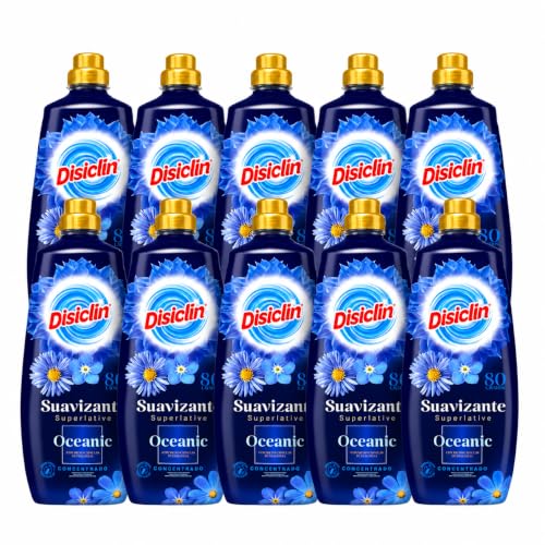 Suavizante Disclin Concentrado Oceanic 1,4L | Pack 10 Unidades | 800 Lavados | Aroma Fresco Duradero | Con Microcápsulas de Fragancia | Formato Ahorro 14L | RASMACOR