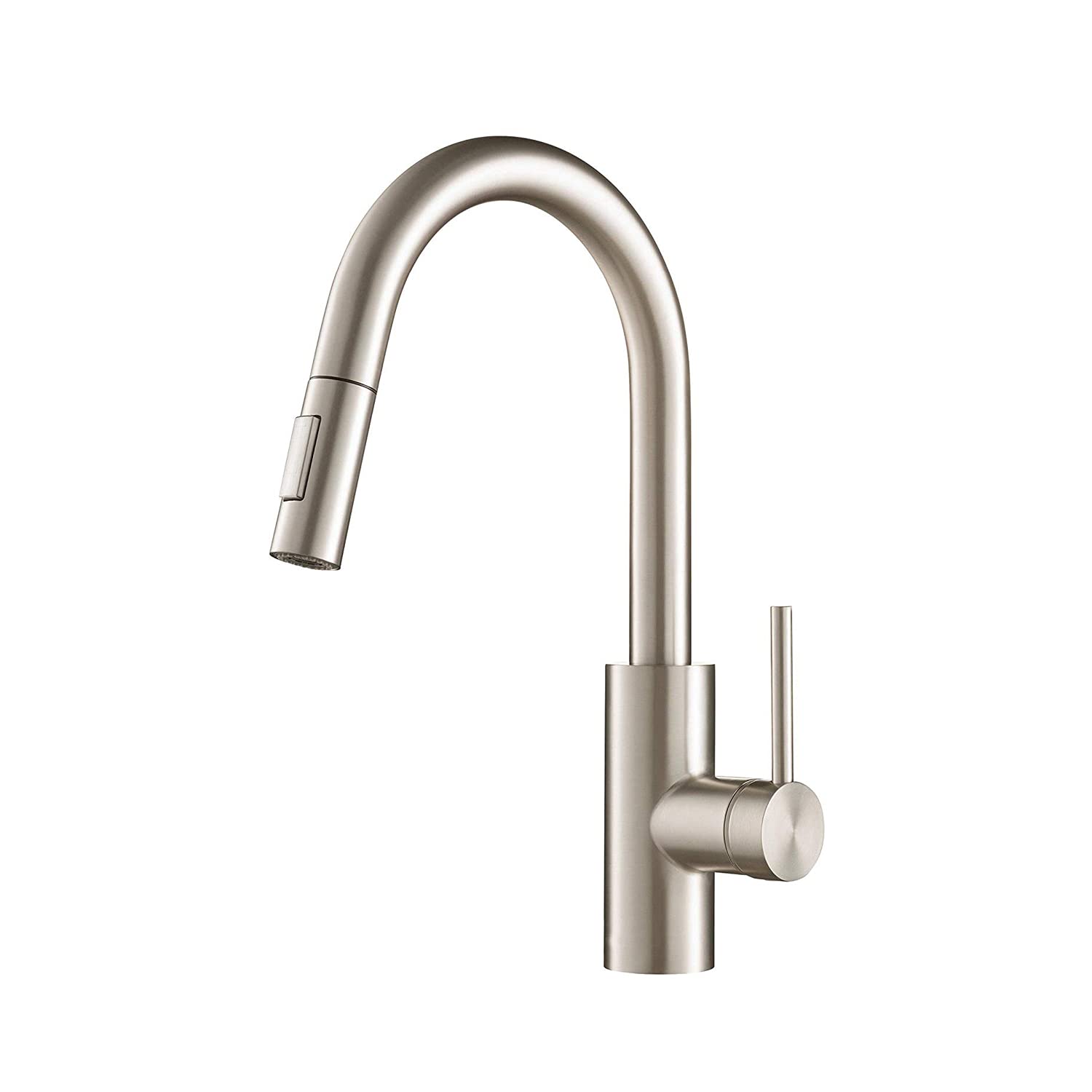 MXXQRHF Pull-Out Single Handle High Arc Kitchen Faucets Brushed Nickel Commercial Single Handle 1 Or 3 Holes Deck Plate Modern Kitchen Sink Faucet with Pull Down Sprayer