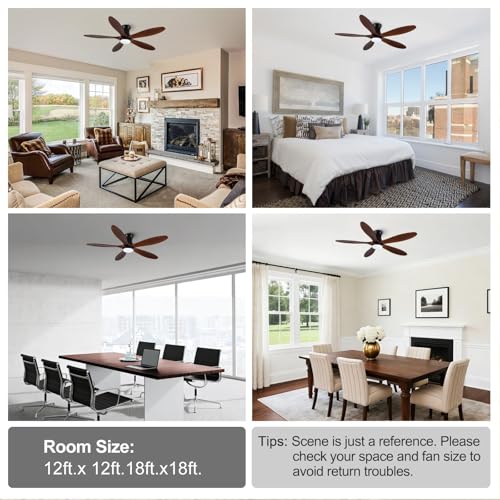 YPMS 52 inch Smart Ceiling Fans with Lights Remote,5Wood Blades,Flush Mount by YPMS - Used condition - Image 8