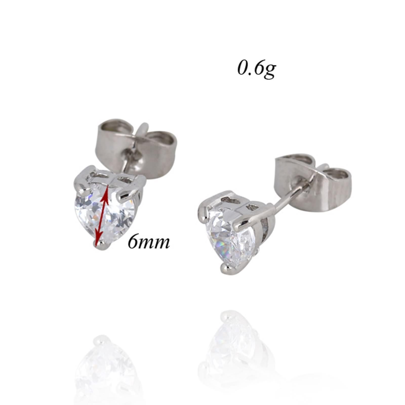 AMDXD Echt Goldschmuck Ohrstecker Damen Vintage 9 Karat Au375 Weißgold, Herz Ohrstecker mit Moissanit Herzschliff, Ohrringe Boho 9K Gold