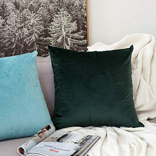 Image of Khooti Velvet Cushion Cover Pack of 1-40 inch x 40 inch / 102 x 102 cm - Teal Green - Soft Pillow Covers Cushion Case for Sofa Bedroom Livingroom Chair Car, Cushion Cover