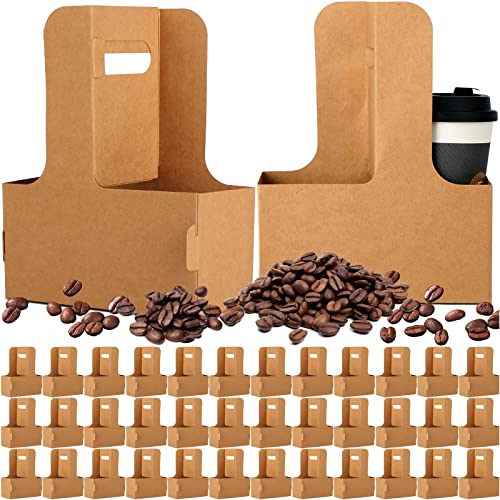 Nuogo 100 Pack 2 Cup Drink Carrier Handled Drink Carrier Drink Holder Disposable Cup Holder Paper Cup Holder With Handle Take Out Cup Carriers To Go Coffee Cup Holder For Restaurants Food Delivery #TOP28