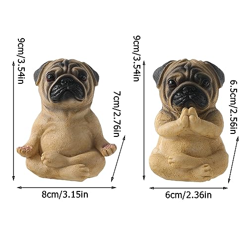 Pack 2 Figuras Decorativas Yoga Pug Brown miniatura 2