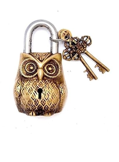 BRIXUS Owl Design Brass Functional Lock with 2 Keys, Golden