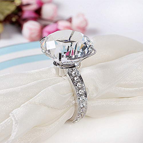 Diamond Napkin Rings Set of 8 Silver Crystal Rhinestone Wedding Napkin Ring Holders Summer Easter Holiday Dinner Banquet Table Linen Accessory (Ring A Silver, 8)